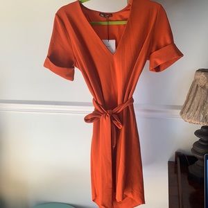 Zara rust orange mini dress NWT